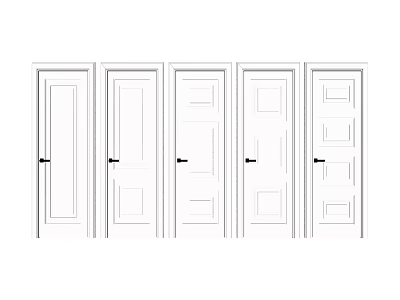 White Swing Doors With Various Panel Designs For Modern Interior Home Use 3d model