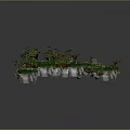 Enchanting 3D Fantasy Landscape With Green Trees Lush Grass Rocks And Wooden Bridge Pathway