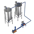 Industrial Stainless Steel Storage Tanks With Connecting Pipes And Pumps System