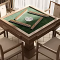 New Chinese Mahjong Table and Chair Mahjong Table and Chair Combination 3d model