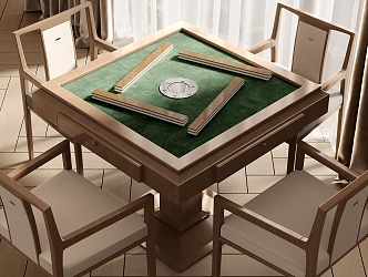 New Chinese Mahjong Table and Chair Mahjong Table and Chair Combination 3d model