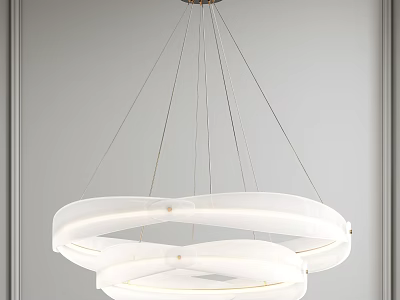 Modern White Chandelier Featuring Circular Rings And LED Lighting Design 3d model