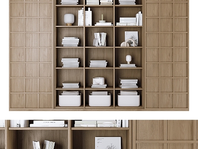 Decorative Cabinet Bookcase Books Decorative Ornaments 3d model