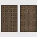 Elegant Brown Double Doors With Perforated Lattice Design And Vertical Central Panels