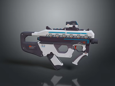 Futuristic Sci Fi Weapon With Sleek White Blue Design And Tactical Scope 3d model