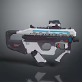 Futuristic Sci Fi Weapon With Sleek White Blue Design And Tactical Scope 3d model
