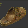 Roots Brown Leather Sandals With Two Buckle Straps And Branded Footbed For Daily Use