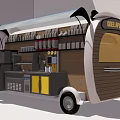Modern Mobile Milk Tea Shop With Open Service Window And Beverage Display Shelves And Prep Counter