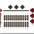 Chinese Style Commercial Menu Display Equipment with Hanging Wooden Signs and Red Lantern Decorations