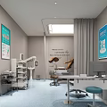 Clean Dental Clinic Interior With Medical Equipment Dental Chair And Wall Posters