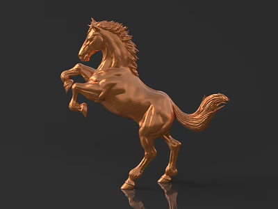 Decorative Ornament Set With Golden Rearing Horse Statue For Home Decor 3d model