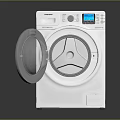 White Front Loading Washing Machine With Open Door And Digital Control Panel 3d model