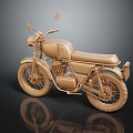 Golden Metallic Motorcycle With Classic Design And Dark Background Reflection