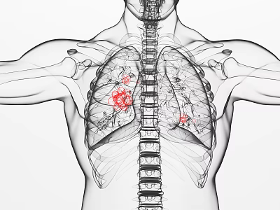Advanced Medical Imaging Device for 3D Lung Visualization of Anatomical Structures with Red Markers 3d model