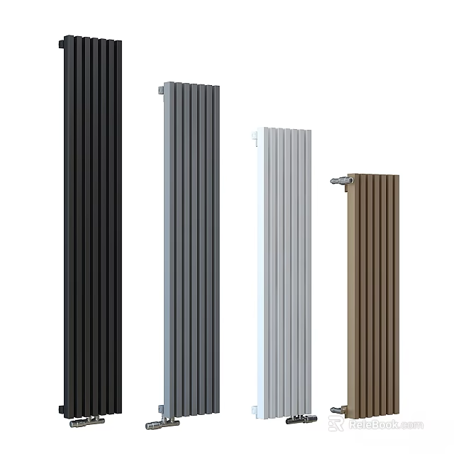 Various Colored Vertical Heating Radiators in Black Grey White and Brown 3d model 
