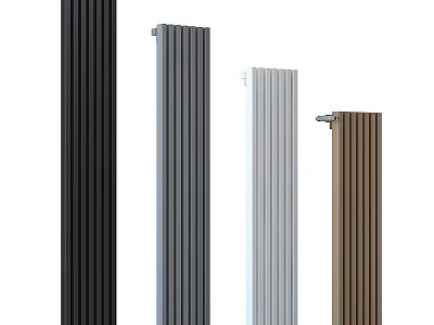 Various Colored Vertical Heating Radiators in Black Grey White and Brown 3d model