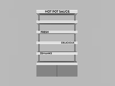 Practical Display Shelf Featuring Hot Pot Sauce Fresh Delicious Zebrake Items 3d model