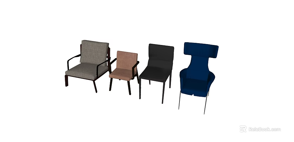 Modern Single Seater Sofa Collection With Various Colors And Armrest Design 3d model 