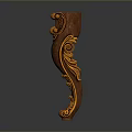 Elegant Wooden Decorative Furniture Leg with Intricate Carvings and Gold Accents