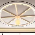 Elegant Modern Ceiling Design With Circular Frame Radial Lines Pendant Light And Recessed Lighting