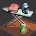 Useful Household Appliances Including Steam Iron Ironing Board Red Garment And Cleaning Spray