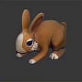 Orange Rabbit Toy Figure With White Face Paws And Decorative Collar In Crouching Position