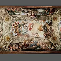 Ornate Classical Ceiling Mural With Intricate Decorative Patterns And Mythological Figures