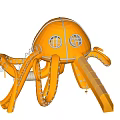 Yellow Octopus Shaped Playground Equipment With Round Windows And Tentacle Slides