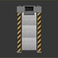 Gray Concrete Industrial Structure With Yellow Black Stripes And White Panels
