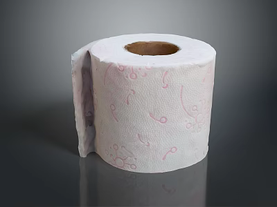 White Toilet Paper Roll With Pink Decorative Patterns And Soft Texture 3d model