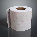 White Toilet Paper Roll With Pink Decorative Patterns And Soft Texture 3d model