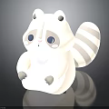 Cute White Cartoon Raccoon Figure With Big Eyes And Fluffy Tail