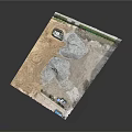 Building Site With Sand Piles Soil And Fenced Area On Construction Ground