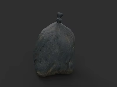 Dark Colored Trash Bag With Tied Knot And Textured Surface For Daily Household Use 3d model