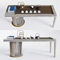 Modern Minimalist Tea Table and Chairs Design With Tea Sets Cups and Books
