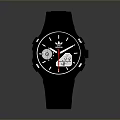 Modern Black Smartwatch With Round Dial Digital Display And Silicone Strap