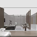 Modern SPA Sauna Interior With Marble Bathtub Wooden Partition Sofa Chair And TV