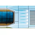 Modern Blue Building Exterior With Large Windows And Ventilation Grilles