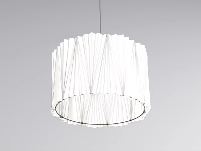 White Modern Chandelier with Pleated Circular Shade for Minimalist Room Decor 3d model