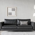 Modern Leather Sofa Double Sofa Cowhide Sofa Black Leather Sofa 3d model