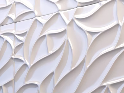 White Wall With 3D Wavy Textured Patterns Modern Artistic Decorative Design 3d model