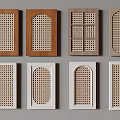 Various Style Wardrobe Doors Featuring Wooden White Finishes and Lattice Arch Perforated Designs