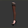Chic Women's Stockings with Lace Trim Red Color and High Heels Design