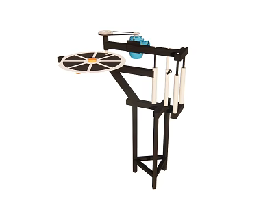 Industrial Rotating Platform Machine With Circular Table Holes Blue Motor And White Poles 3d model
