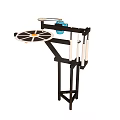 Industrial Rotating Platform Machine With Circular Table Holes Blue Motor And White Poles