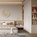 Cozy Kids Room Interior Design with Moon Wall Decor Bed Rabbit Plush and Bookshelves