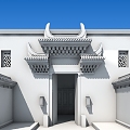 Chinese Style Door Head Old House 3d model