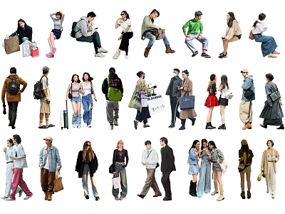 Diverse People Showcasing Various Fashion Styles 3d model