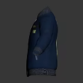 Blue Leather Jacket With Zipper Closure Chest Patch And Long Sleeves