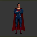 Superman Game Movie Character 3D Design Standing with Blue Suit Red Cape Iconic S Symbol